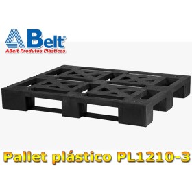 Pallet plástico vazado 1200x1000x166mm PL1210-3 monobloco com 3 runners cor preto