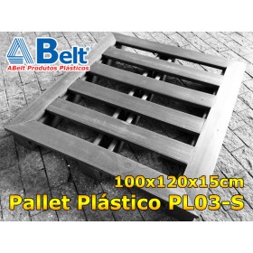 Pallet plástico 100x120x15cm cinza PL03-S com runner